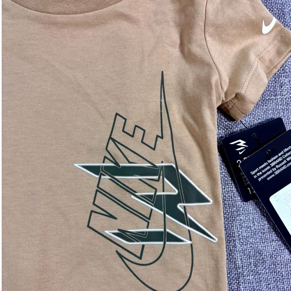 Nike 2-Piece Set 3BRAND Graphic Tee and Bodysuit Hemp Oatmeal Baby Boys Size 12M
